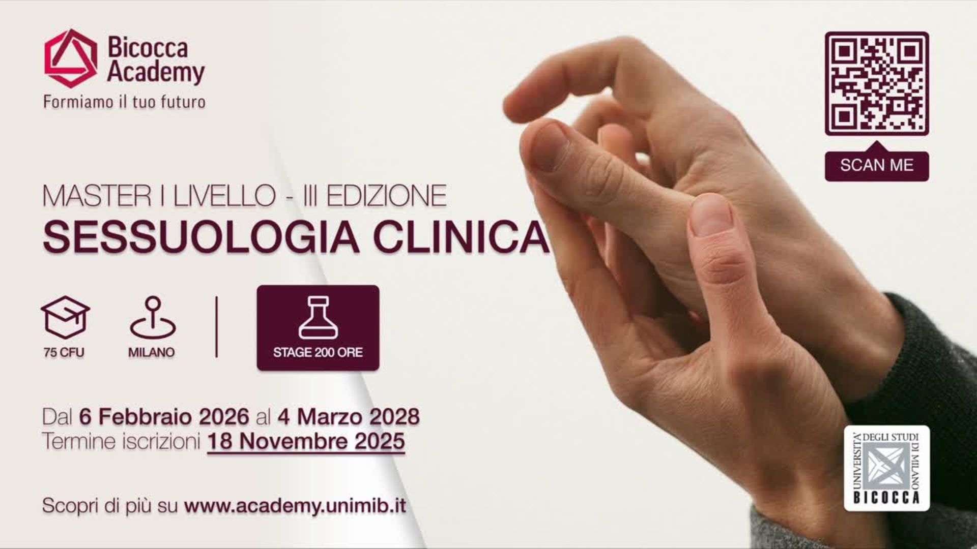 Master in Sessuologia clinica: presentazione online il 23 ottobre 2025 alle ore 20