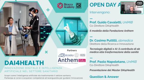 Open Day del Master universitario di II livello “DAI4Health – Innovazione digitale e Intelligenza Artificiale nel settore sanitario”